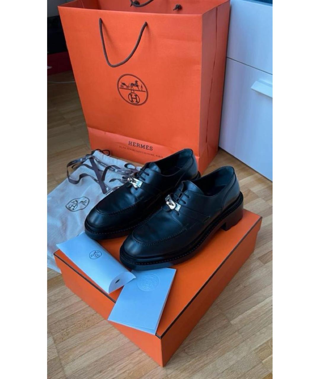 HERMES Черные кожаные ботинки, фото 7
