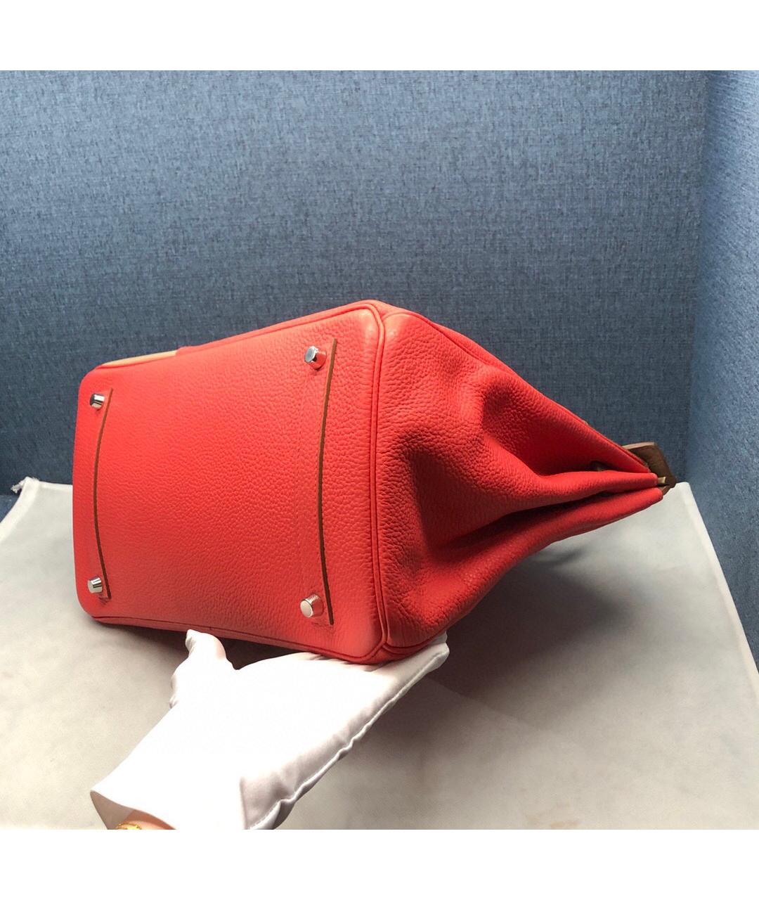 HERMES Красная кожаная сумка с короткими ручками, фото 6