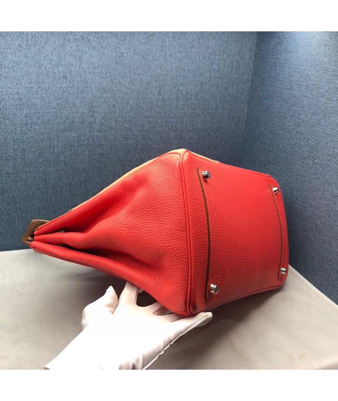 HERMES Красная кожаная сумка с короткими ручками, фото 5