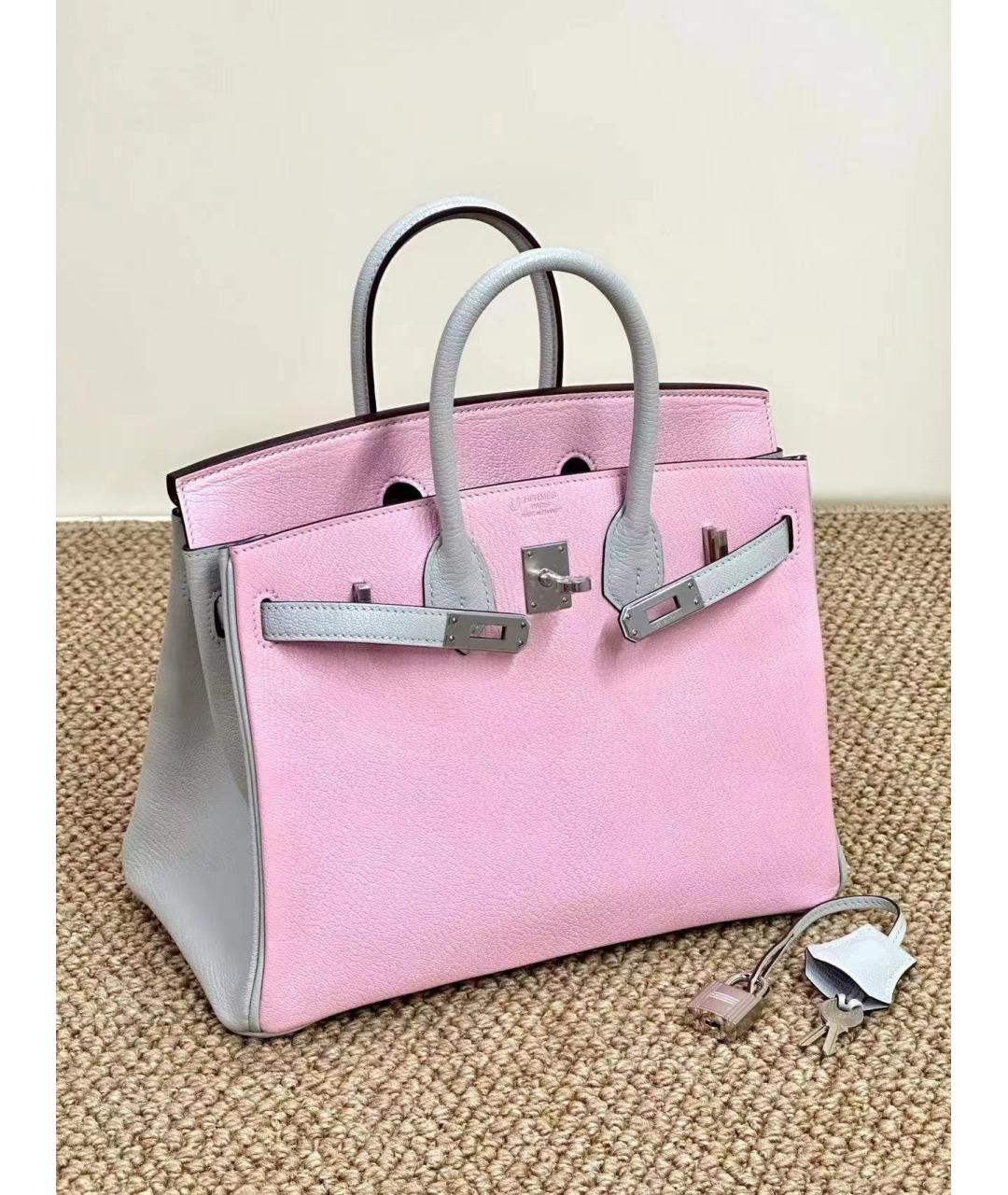 HERMES Розовая кожаная сумка с короткими ручками, фото 4