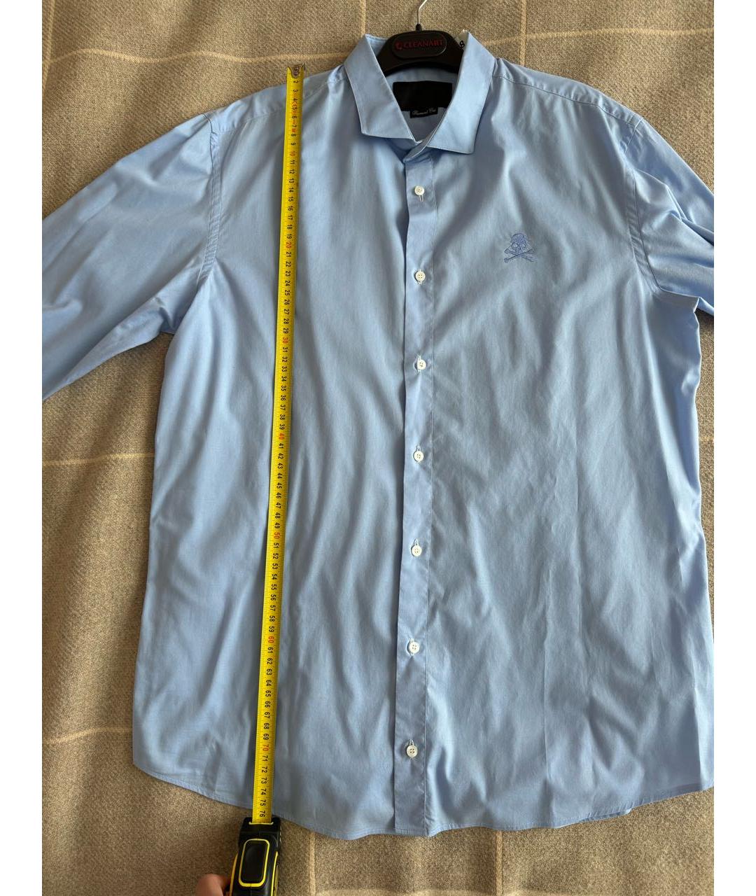 PHILIPP PLEIN Голубая хлопковая кэжуал рубашка, фото 5