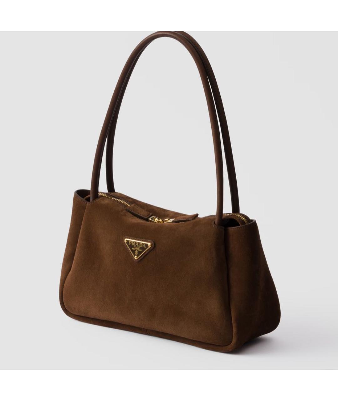 PRADA Коричневая замшевая сумка через плечо для женщин – купить