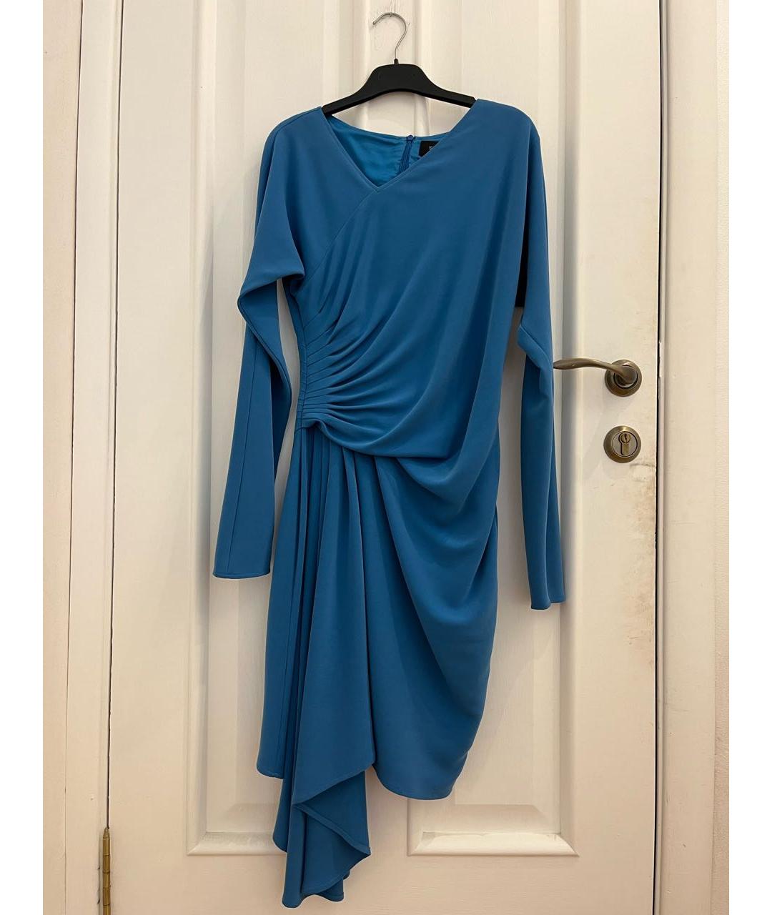 ST. JOHN Бирюзовое полиэстеровое коктейльное платье, фото 5