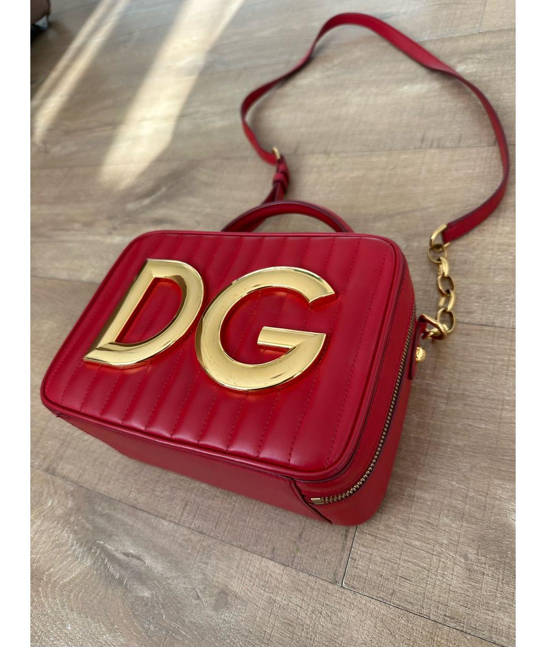DOLCE&GABBANA Красная кожаная сумка с короткими ручками, фото 2
