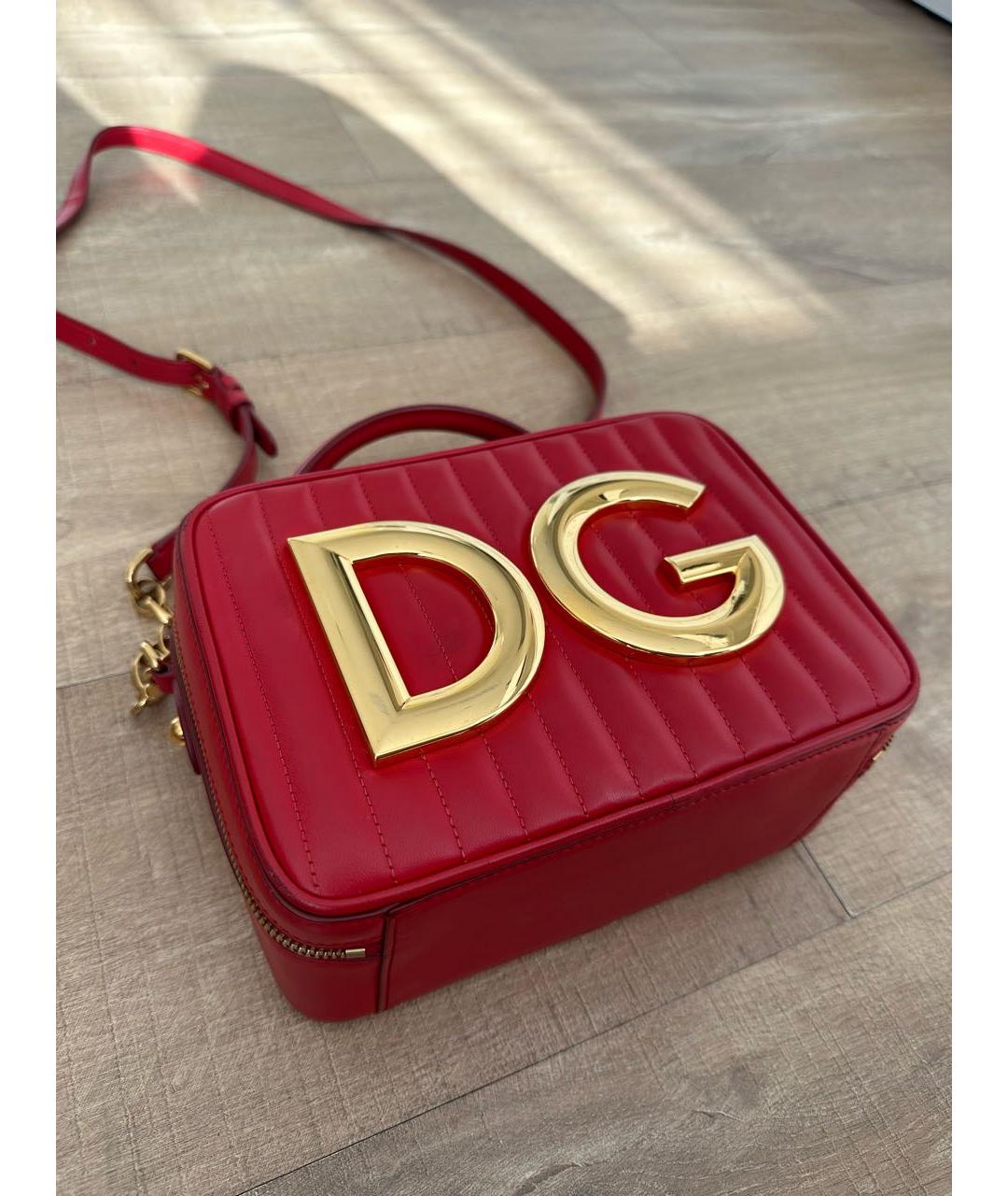 DOLCE&GABBANA Красная кожаная сумка с короткими ручками, фото 3