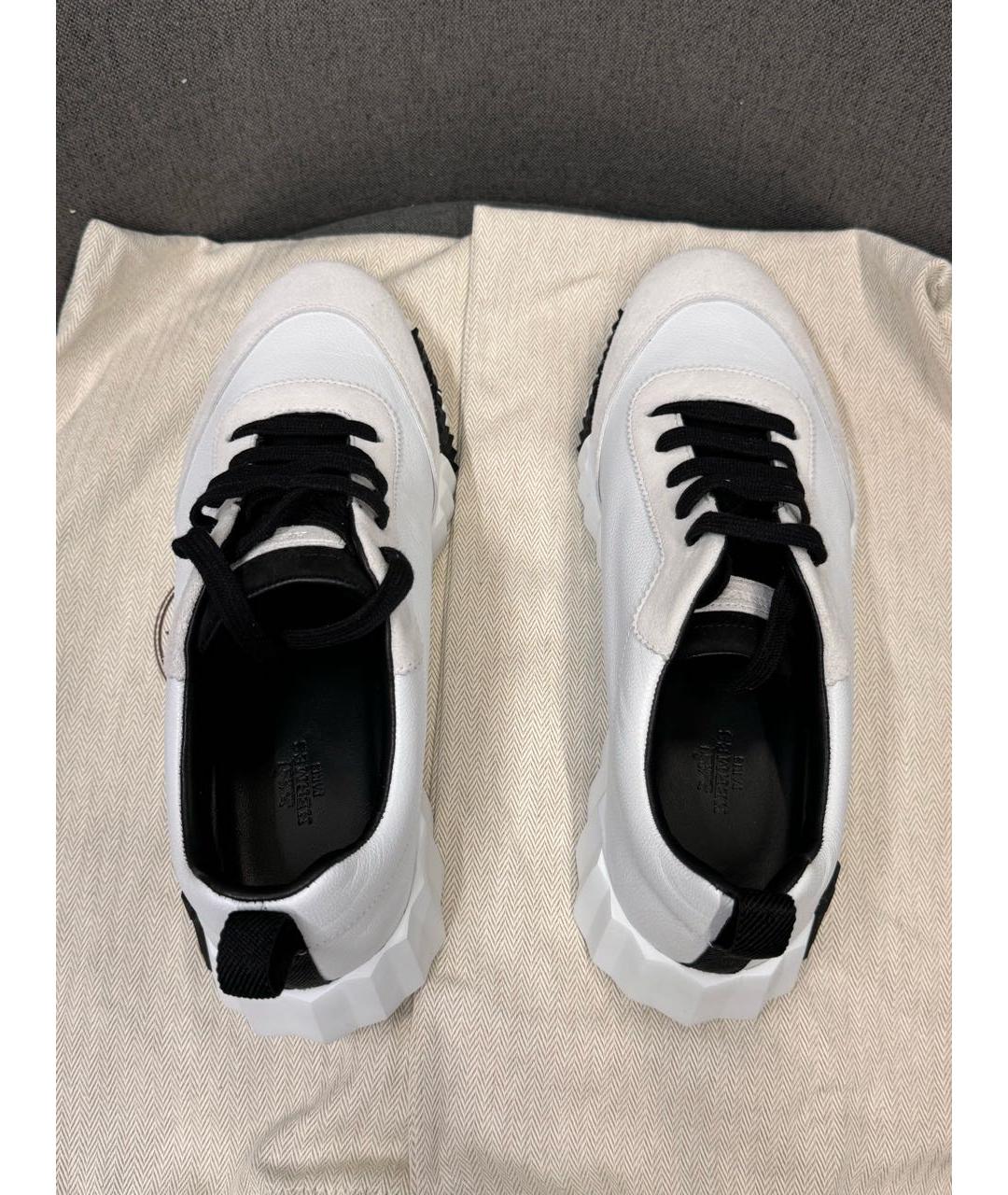 HERMES Белые кожаные кроссовки, фото 3