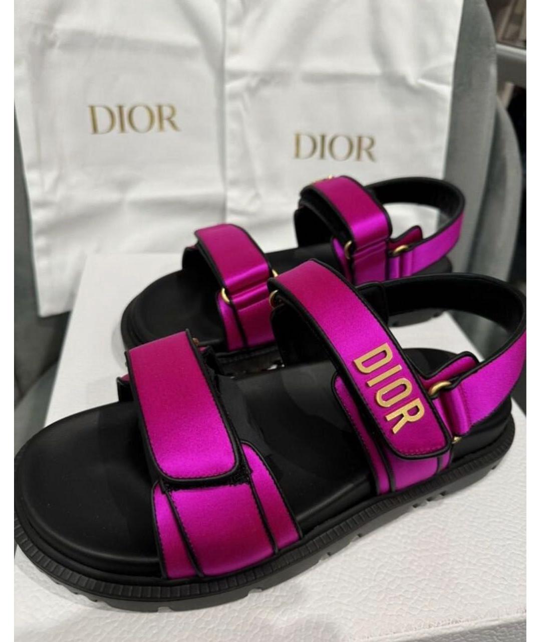 CHRISTIAN DIOR Фуксия кожаные сандалии, фото 5