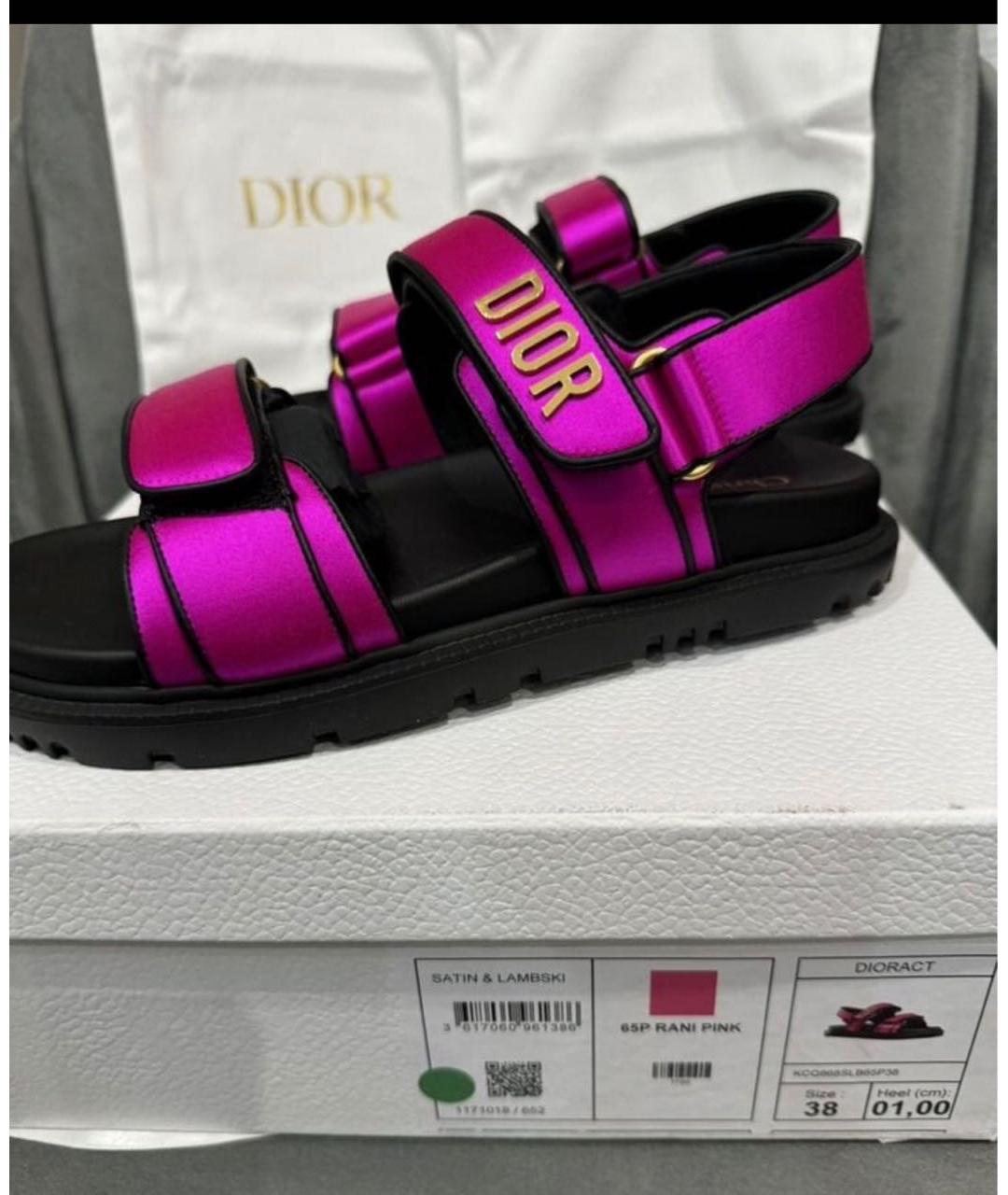 CHRISTIAN DIOR Фуксия кожаные сандалии, фото 4