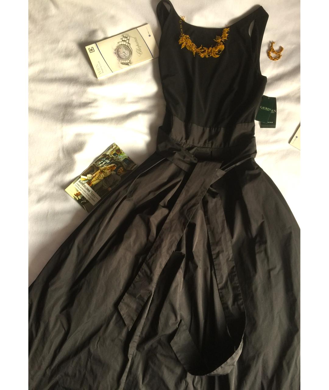 RALPH LAUREN Черное полиэстеровое вечернее платье, фото 3
