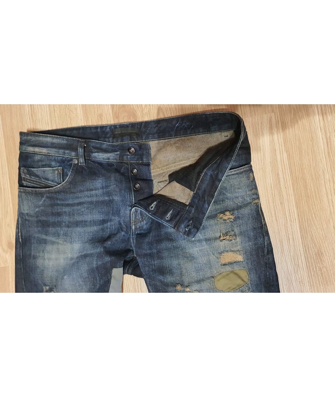 DIESEL BLACK GOLD Темно-синие хлопковые джинсы скинни, фото 2