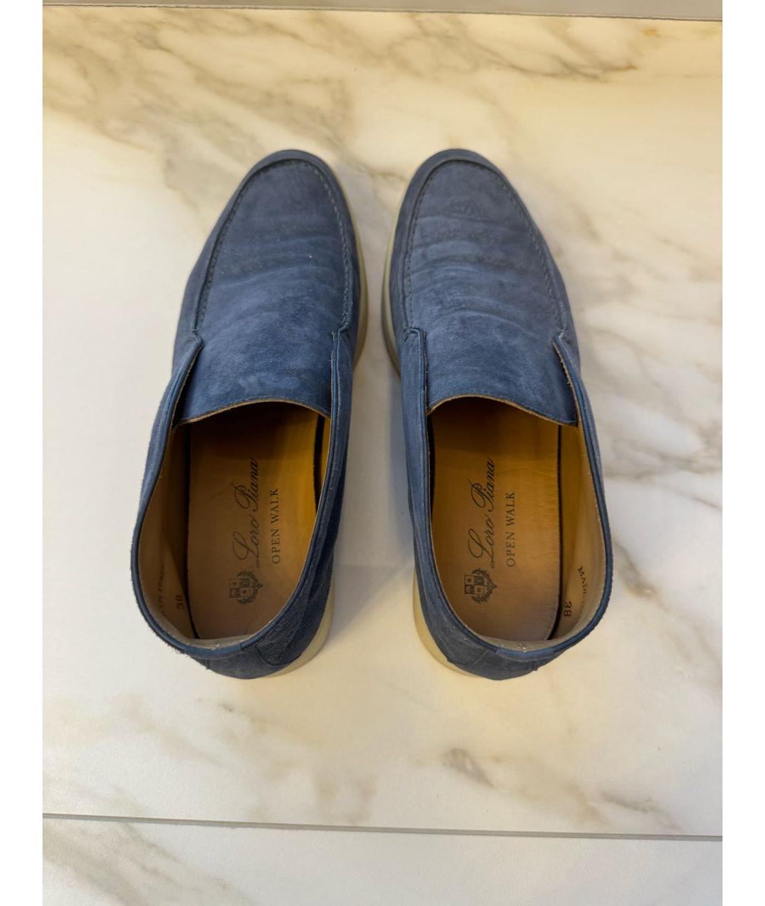 LORO PIANA Синие замшевые ботинки, фото 3