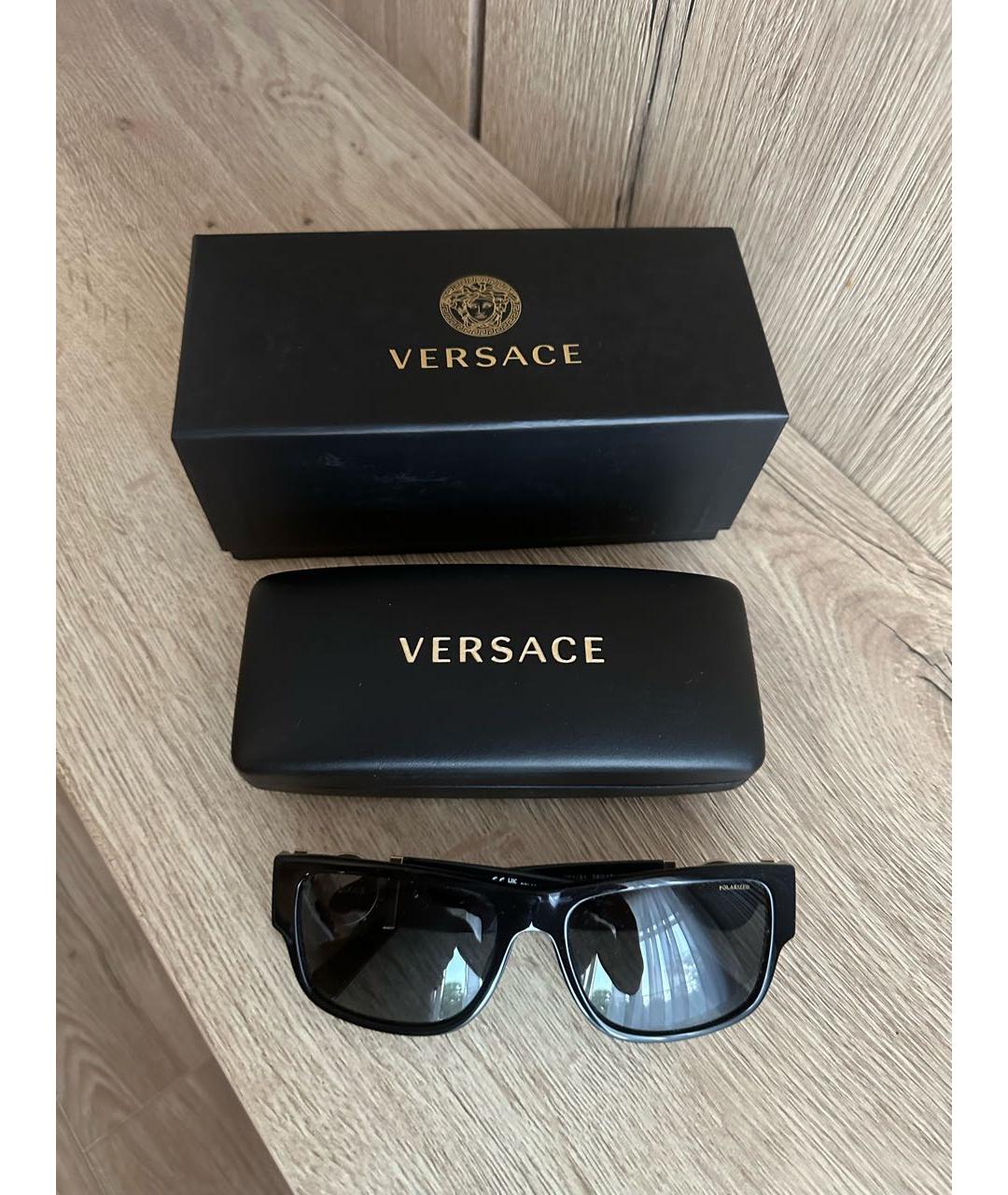 VERSACE Черные пластиковые солнцезащитные очки, фото 5