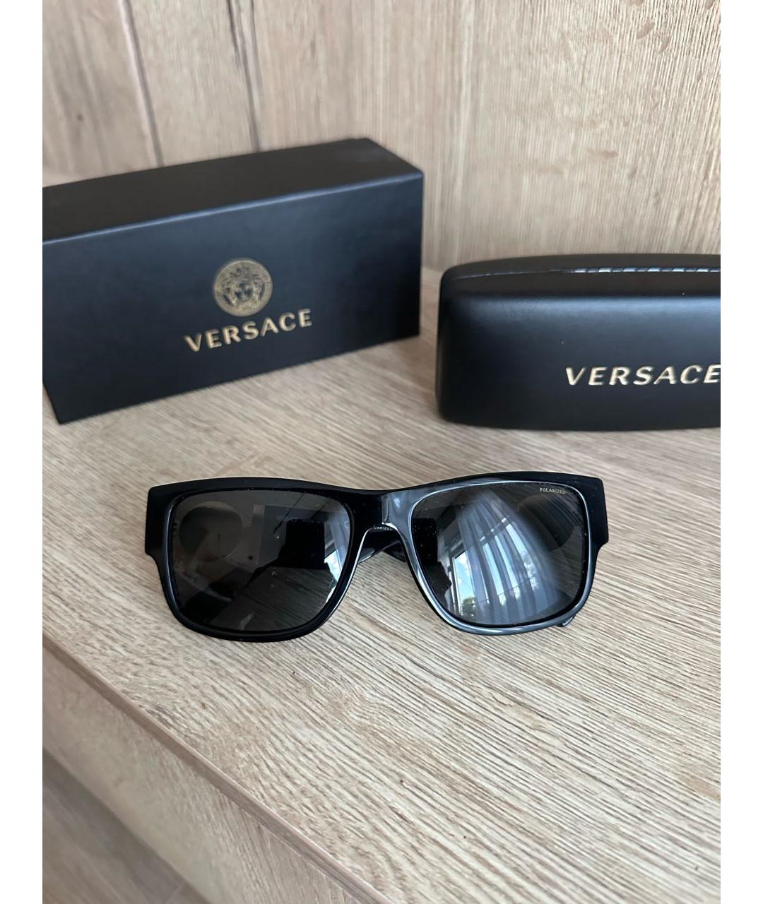 VERSACE Черные пластиковые солнцезащитные очки, фото 7