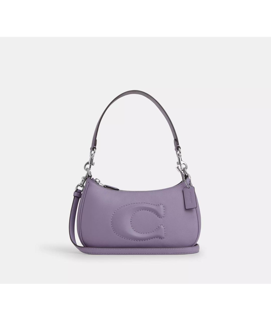 COACH Фиолетовая кожаная сумка через плечо, фото 7