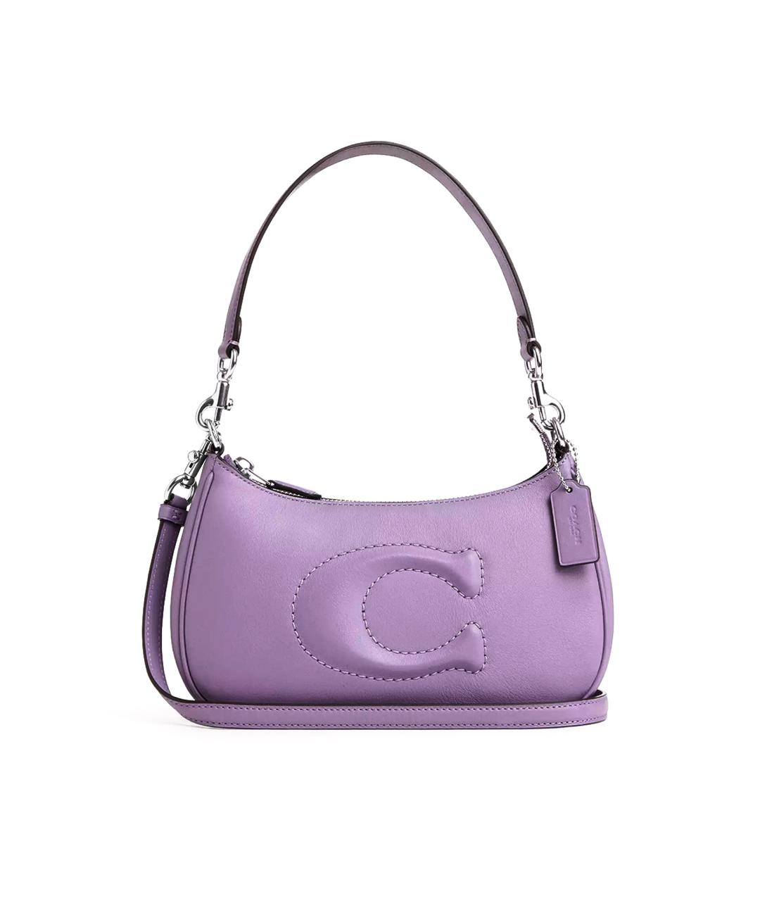 COACH Фиолетовая кожаная сумка через плечо, фото 1