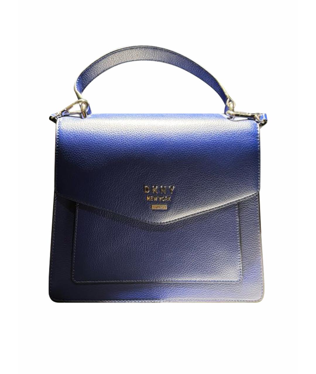 DKNY Синяя кожаная сумка с короткими ручками, фото 1