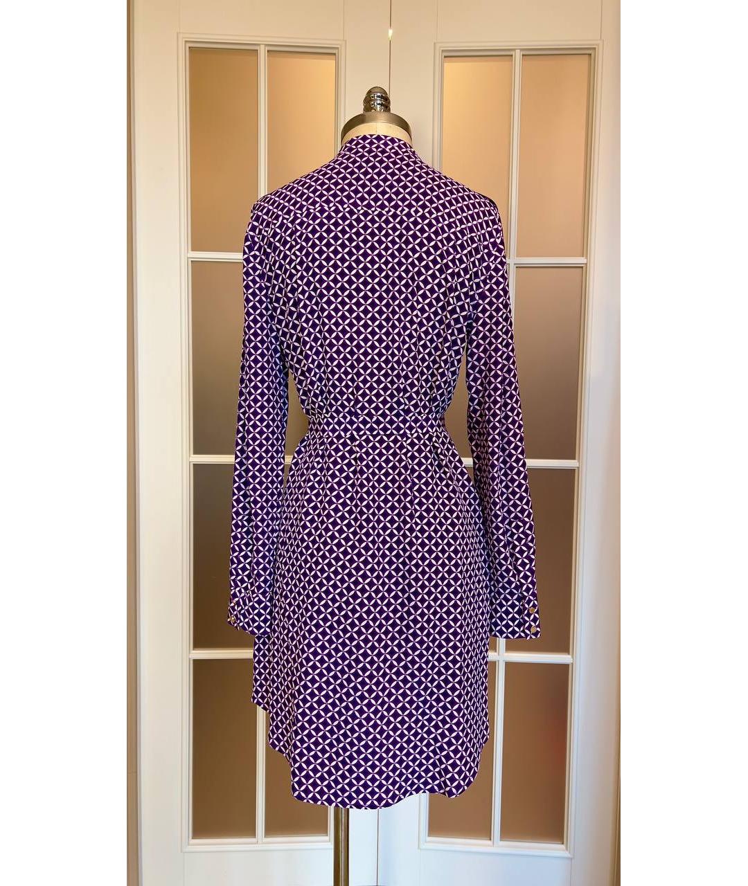 JUICY COUTURE Фиолетовое шелковое повседневное платье, фото 2