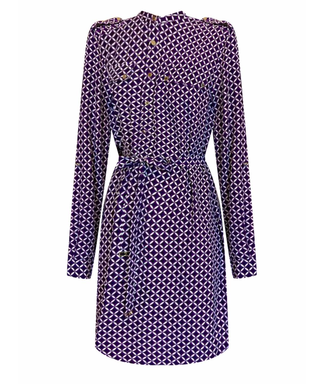 JUICY COUTURE Фиолетовое шелковое повседневное платье, фото 1
