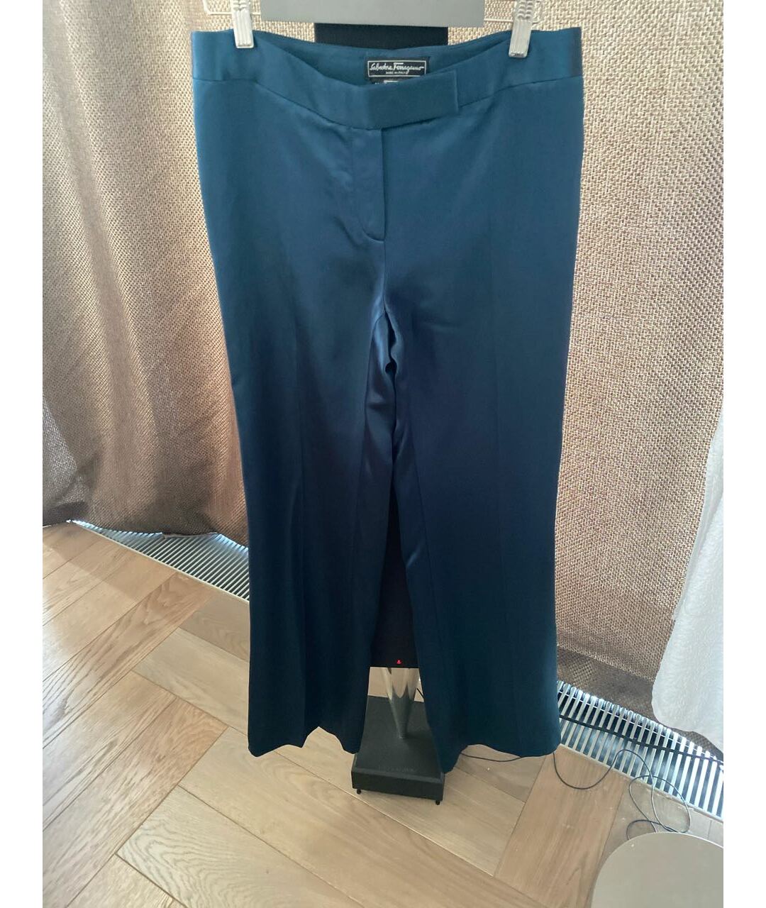 SALVATORE FERRAGAMO Бирюзовые шелковые брюки широкие, фото 3