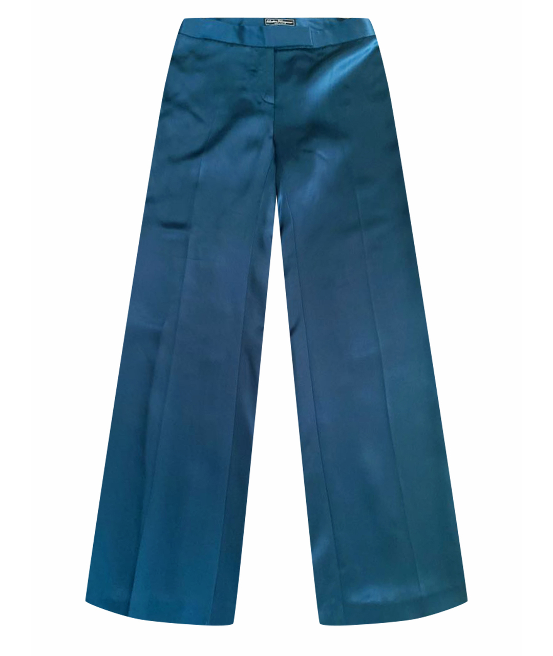 SALVATORE FERRAGAMO Бирюзовые шелковые брюки широкие, фото 1