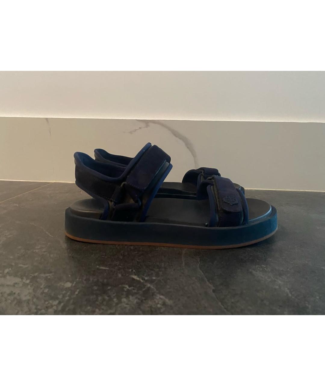LORO PIANA Темно-синие замшевые сандалии, фото 2