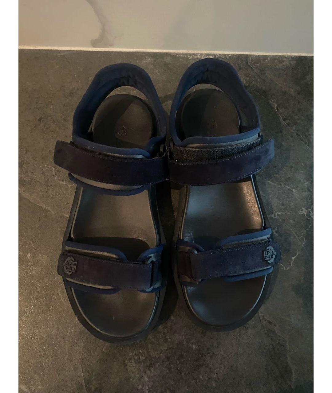 LORO PIANA Темно-синие замшевые сандалии, фото 3