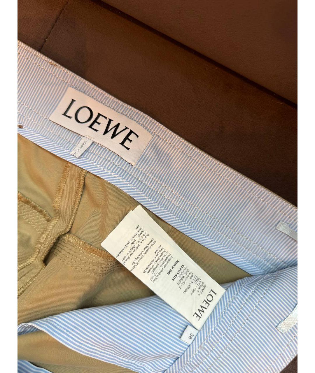 LOEWE Бежевые хлопковые брюки широкие, фото 5