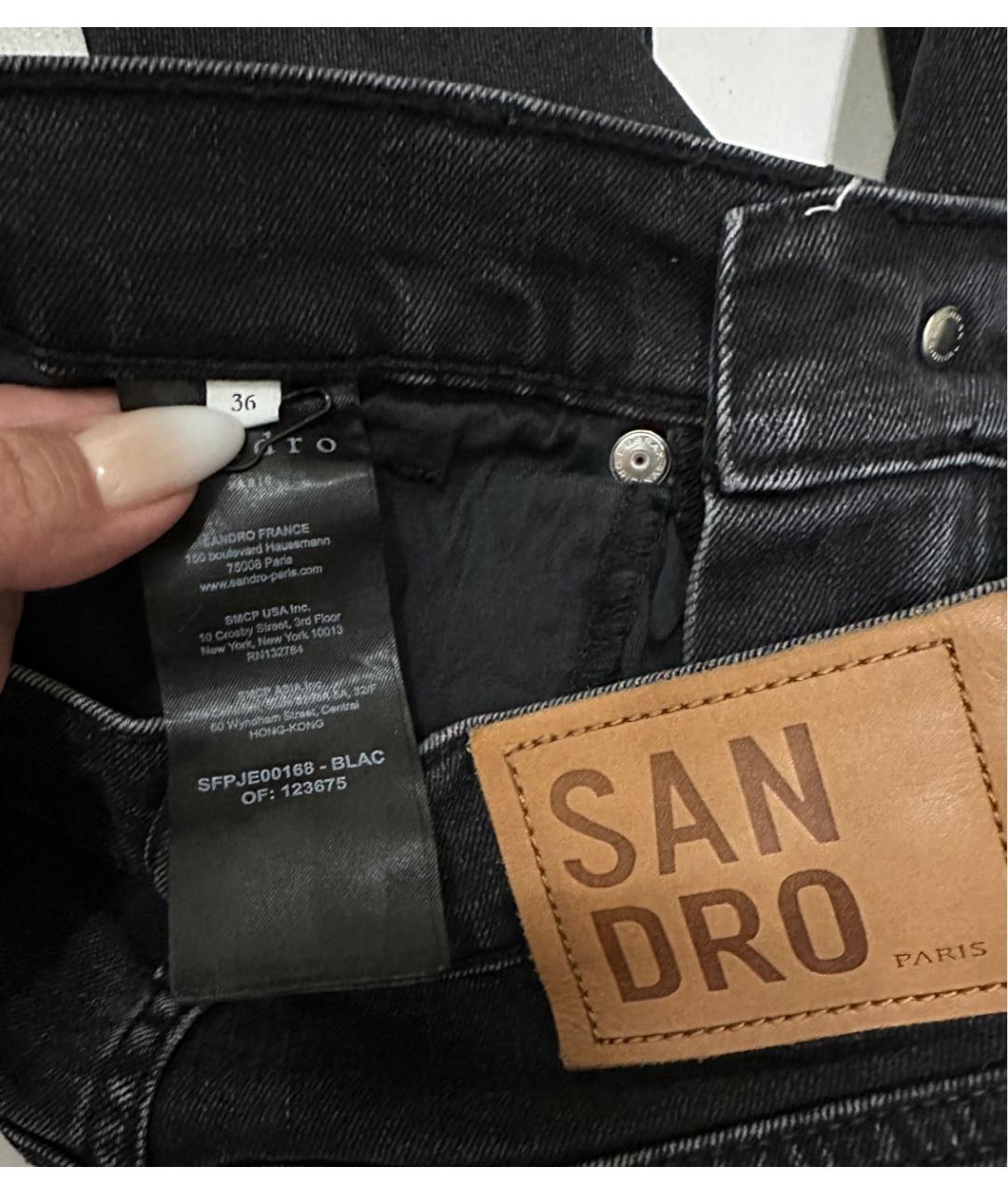 SANDRO Черные хлопко-эластановые прямые джинсы, фото 8