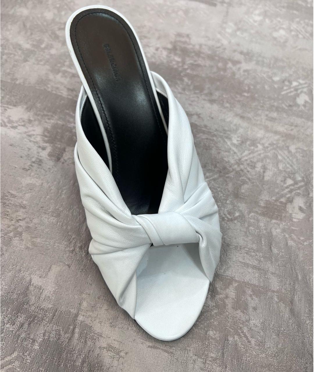 BALENCIAGA Белые кожаные мюли, фото 4