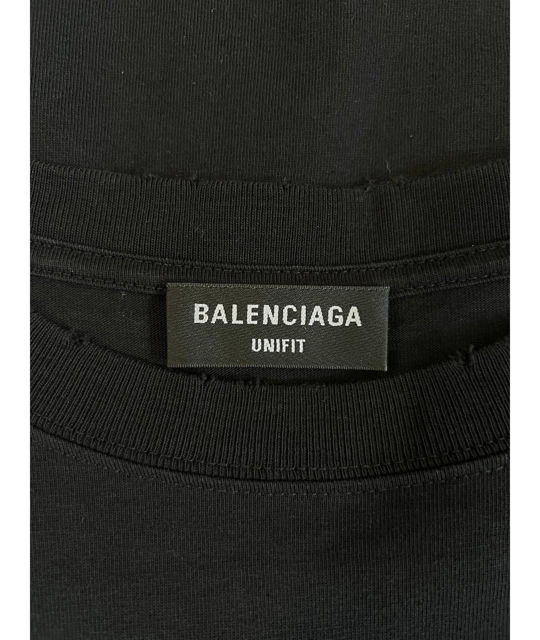 BALENCIAGA Черная хлопковая футболка, фото 6