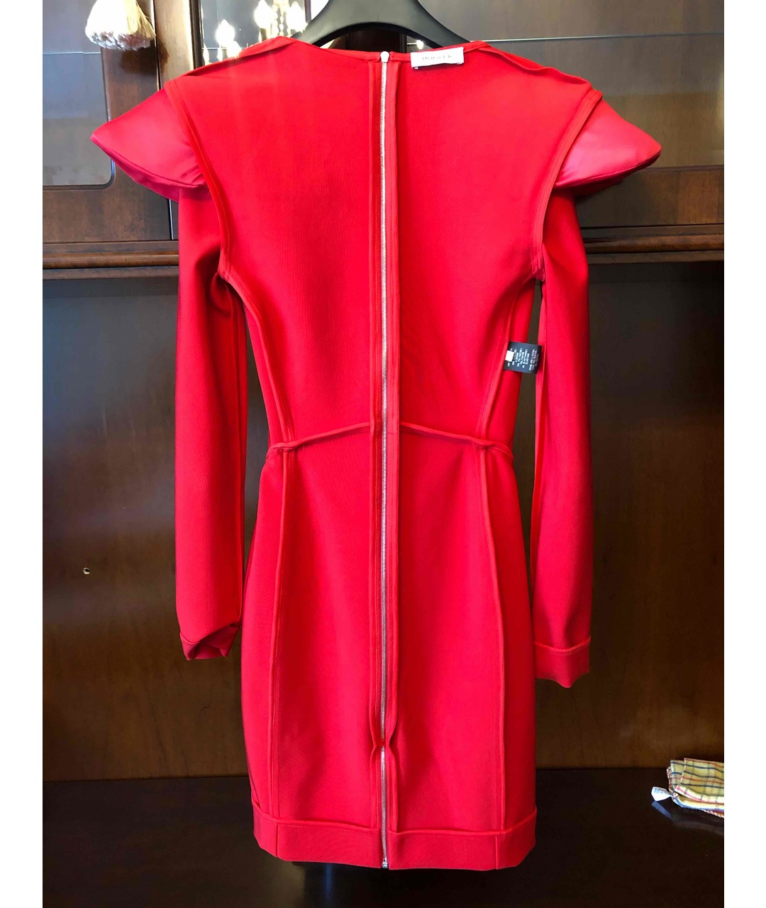MUGLER Красное вискозное коктейльное платье, фото 3