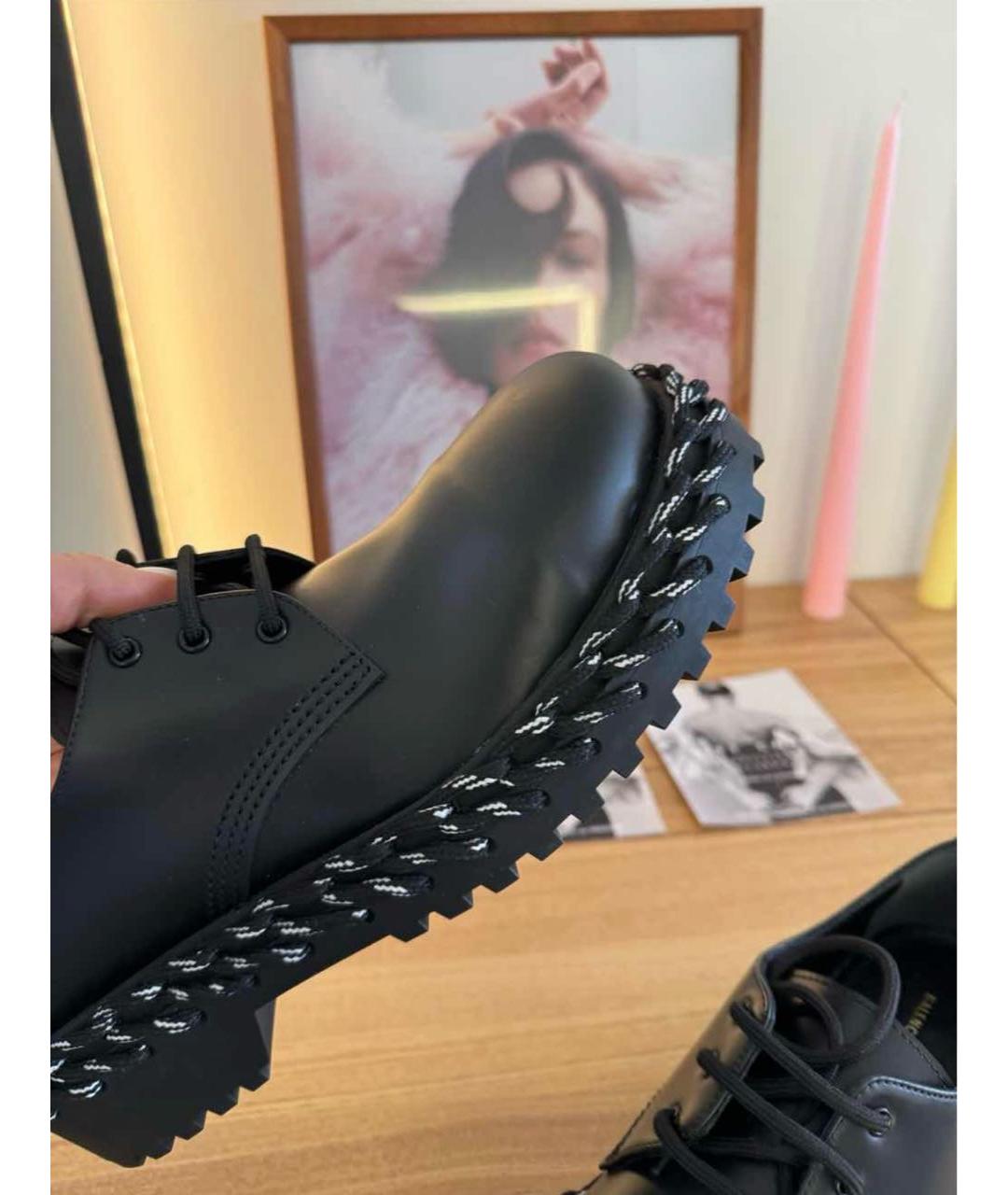 BALENCIAGA Черные кожаные туфли, фото 4