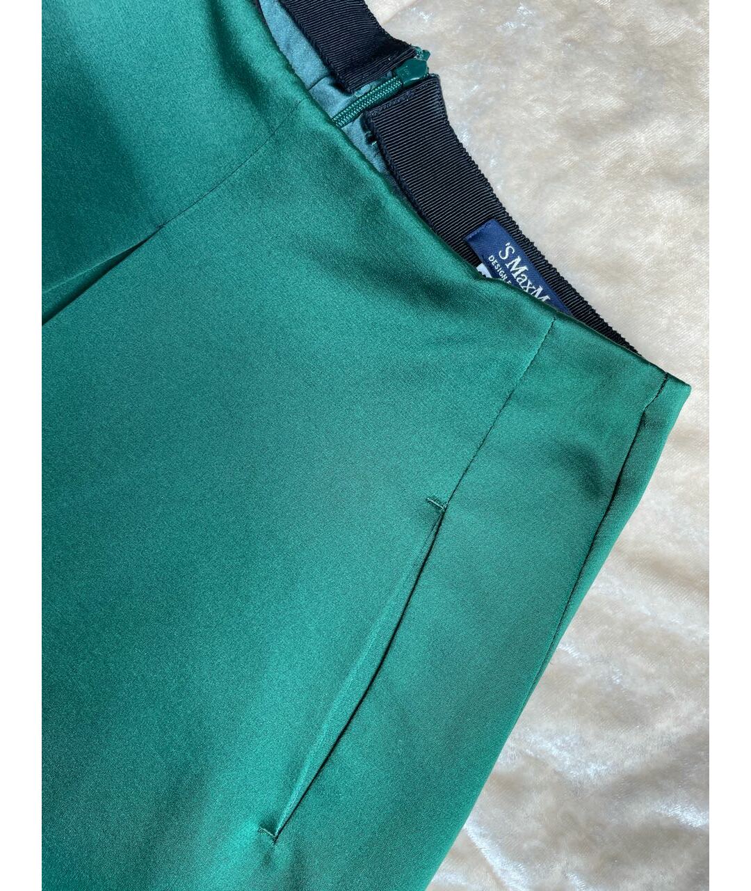 'S MAX MARA Зеленая хлопко-эластановая юбка мини, фото 3