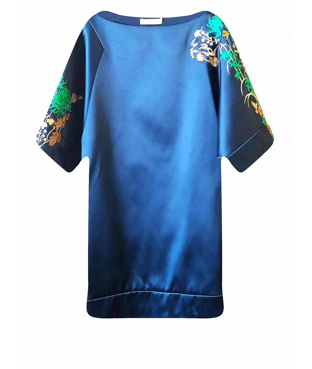 BLUMARINE Синее шелковое коктейльное платье, фото 1
