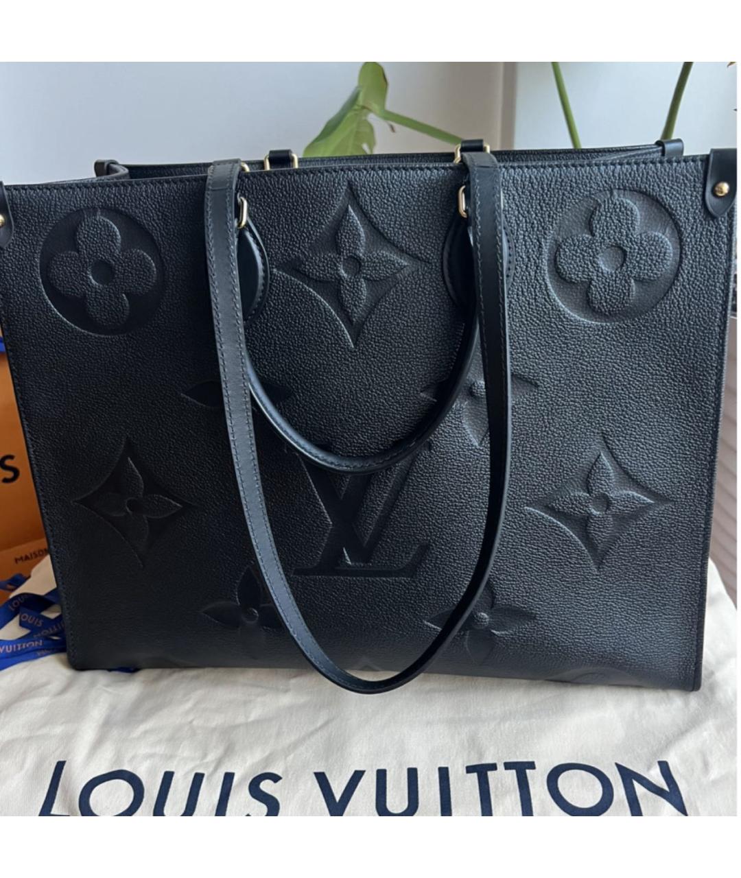 LOUIS VUITTON Черная кожаная сумка с короткими ручками, фото 2