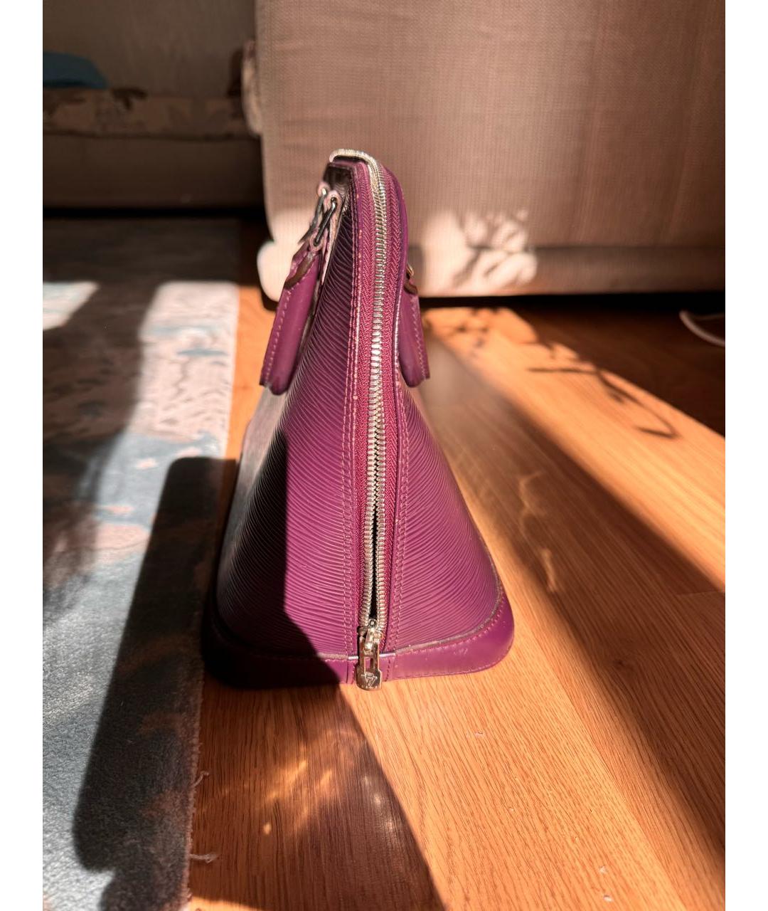 LOUIS VUITTON Фиолетовая кожаная сумка с короткими ручками, фото 3