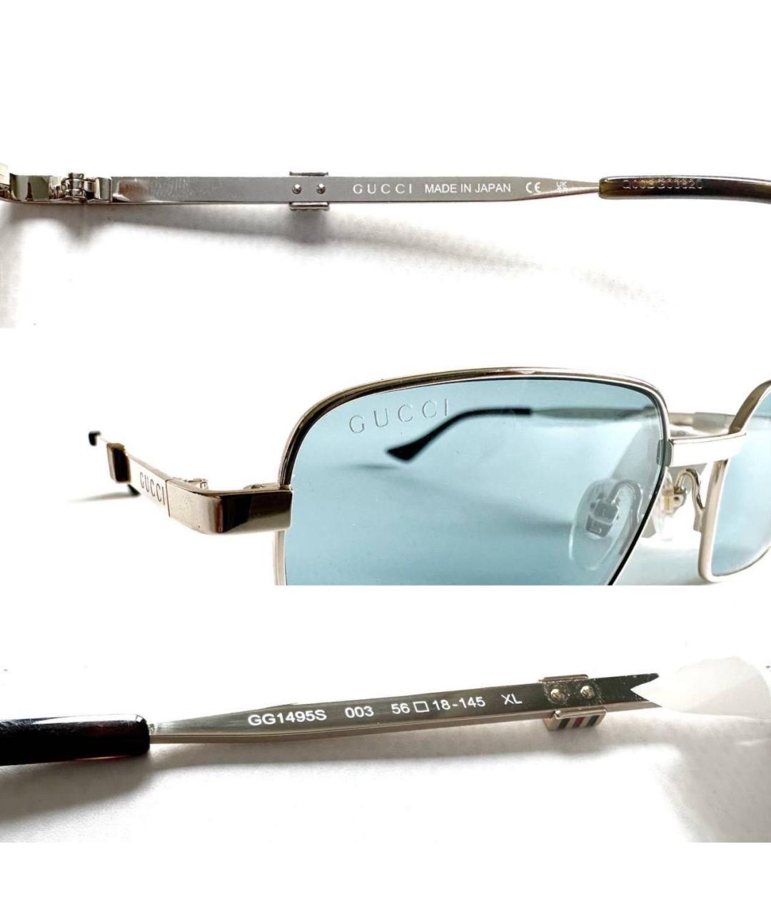 GUCCI Голубые металлические солнцезащитные очки, фото 3