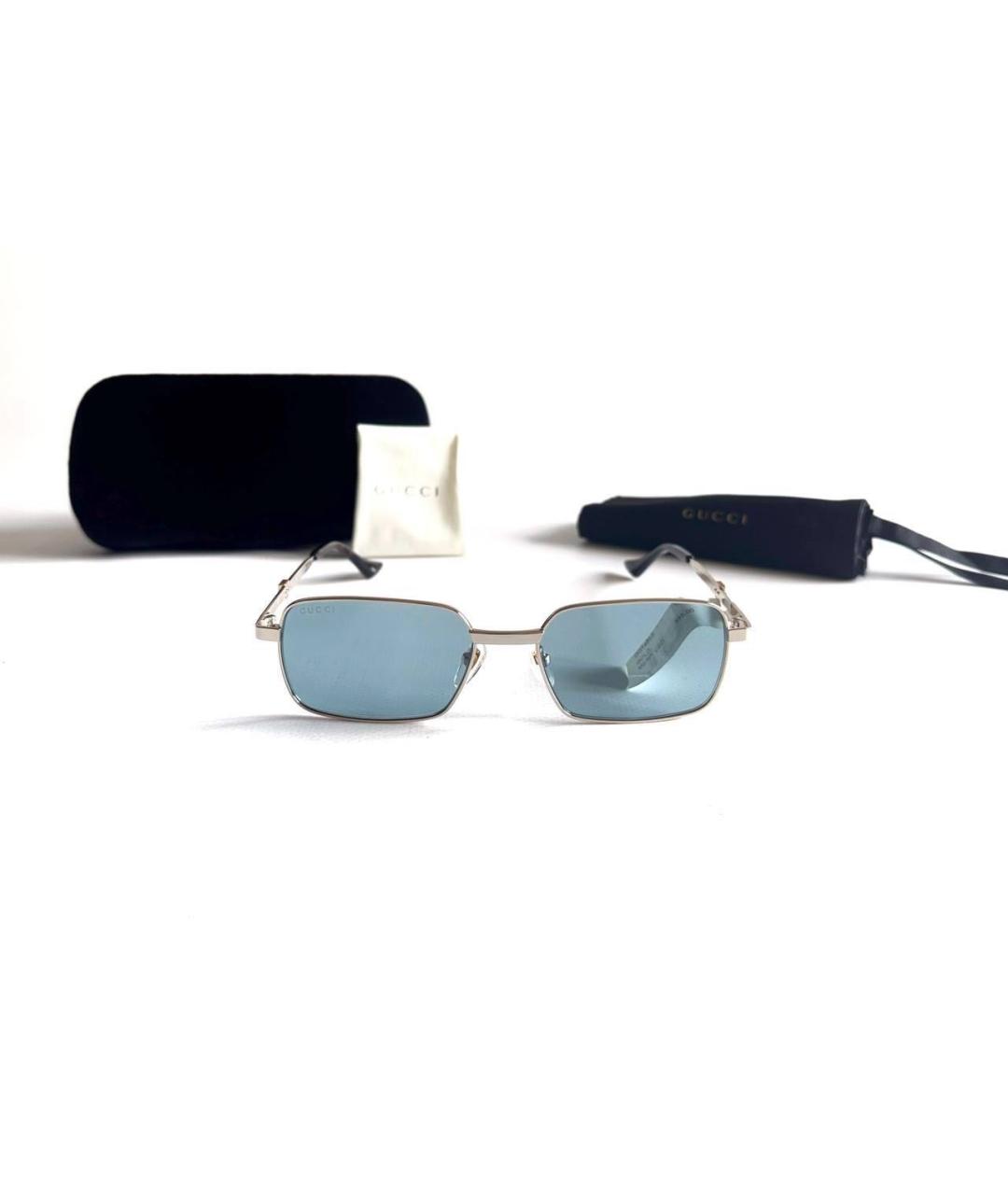 GUCCI Голубые металлические солнцезащитные очки, фото 2