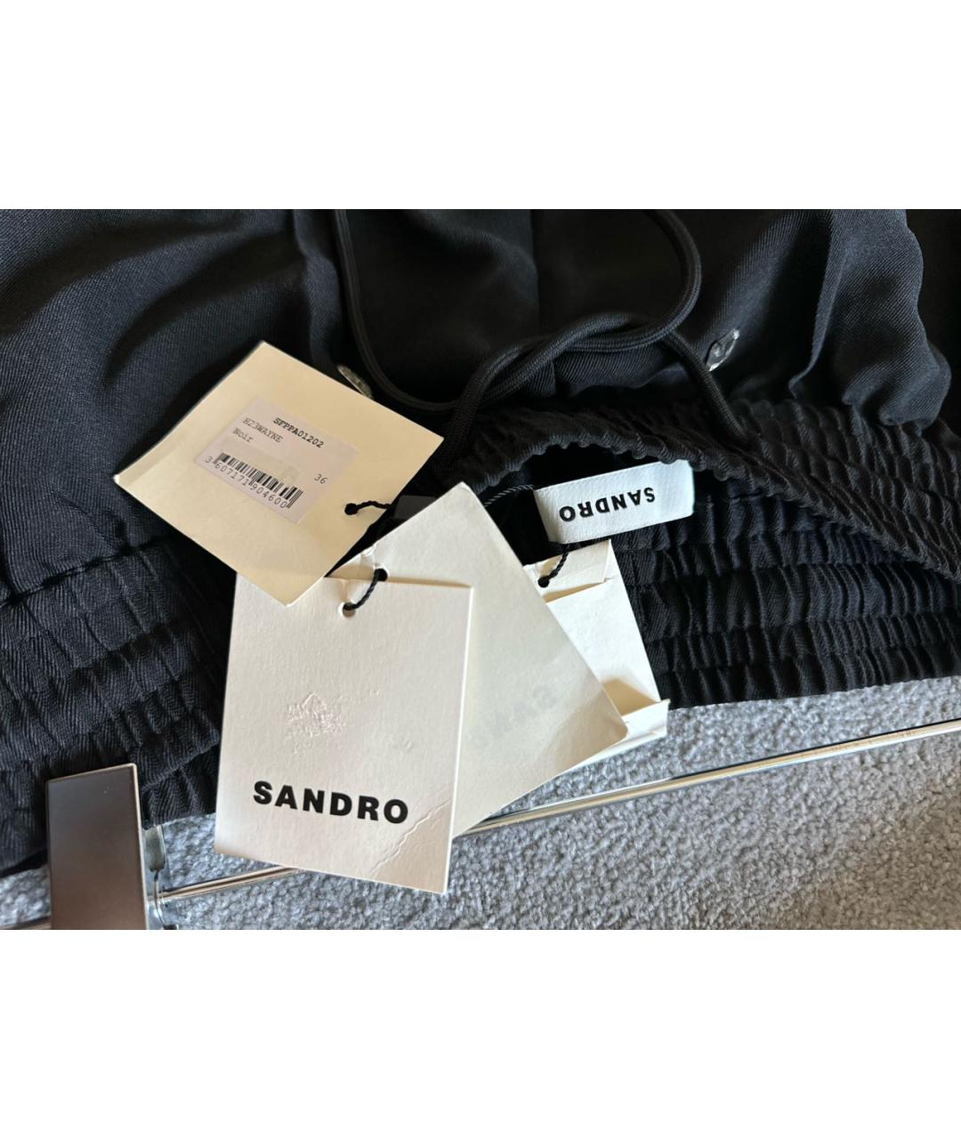SANDRO Черные полиэстеровые прямые брюки, фото 2