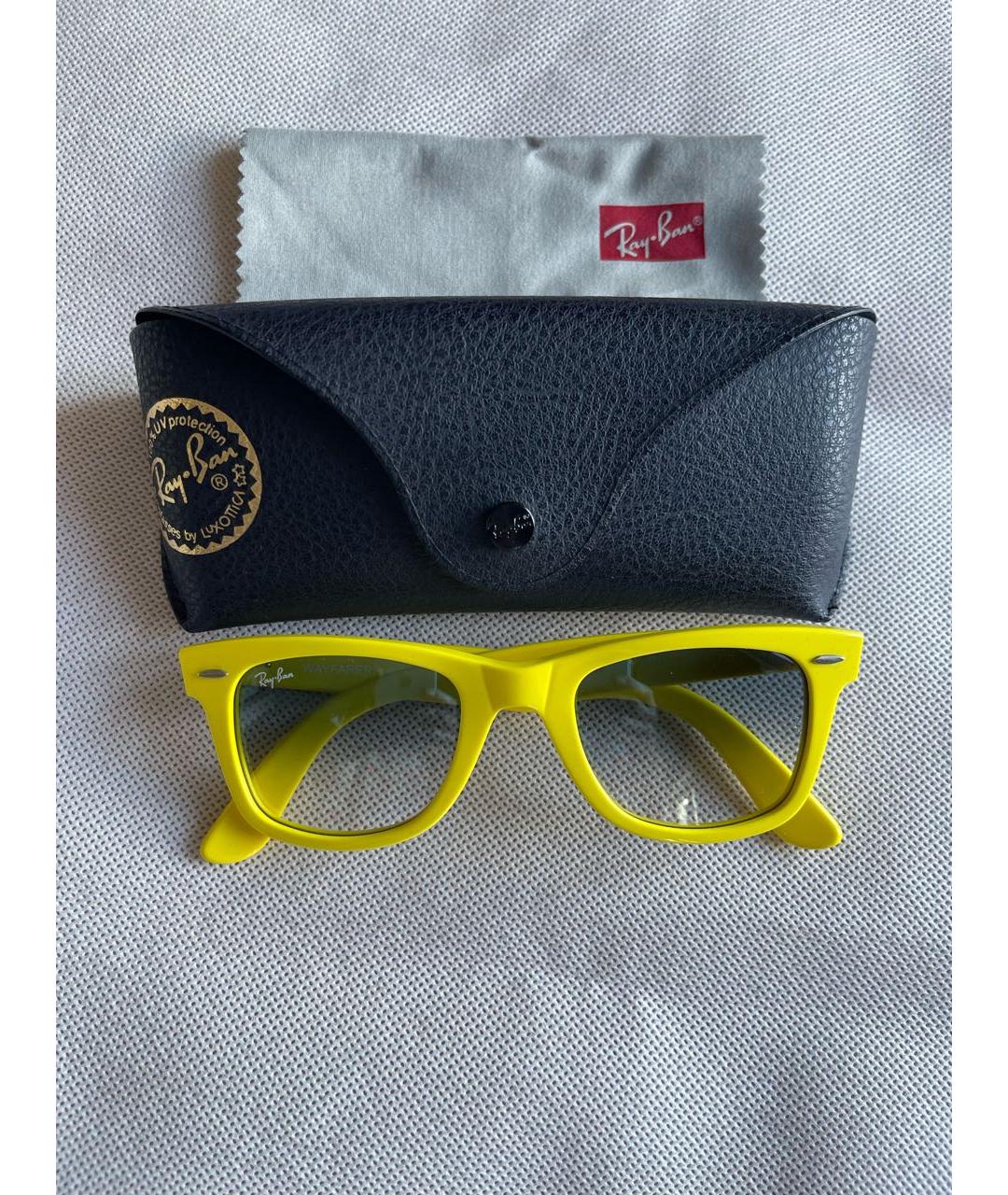 RAY BAN Желтые пластиковые солнцезащитные очки, фото 5