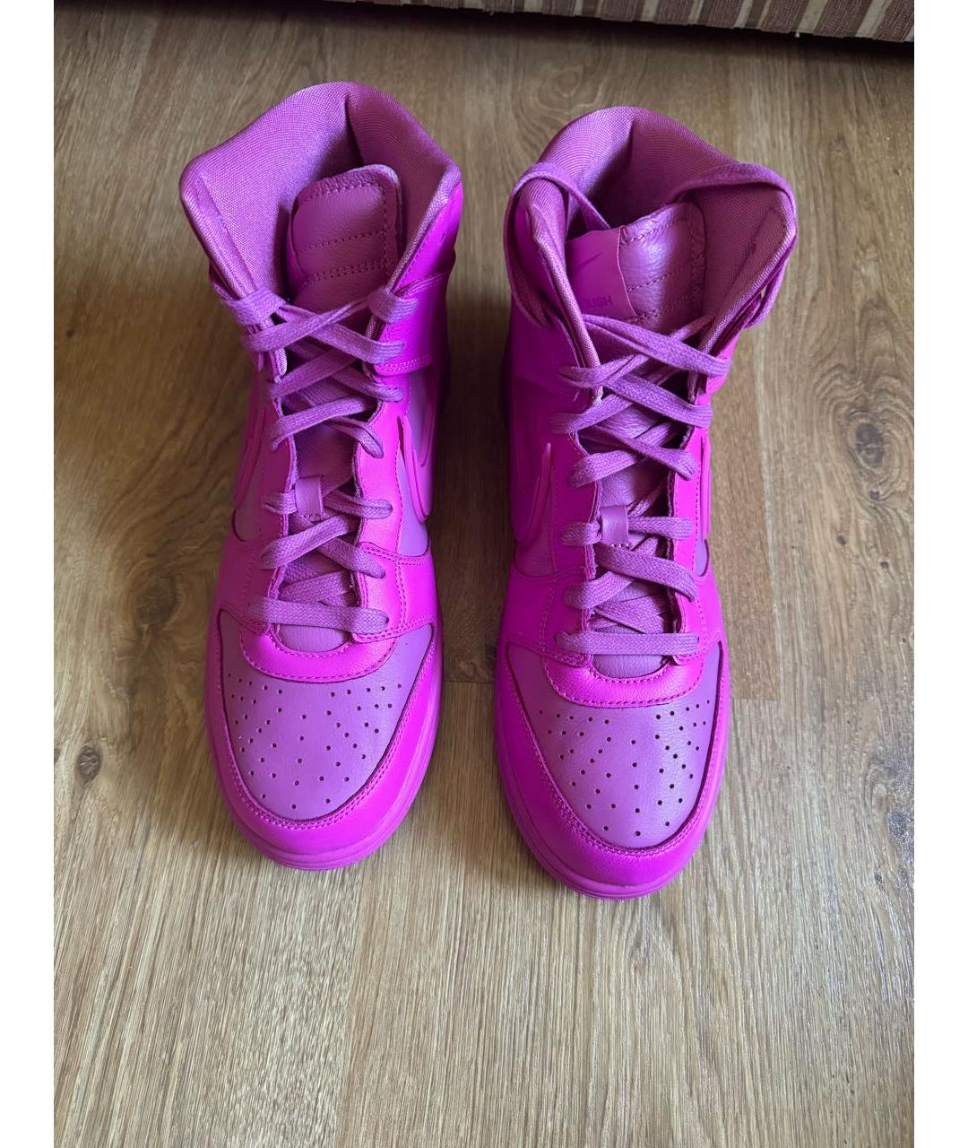NIKE Фуксия кожаные высокие кроссовки / кеды Dunk для мужчин