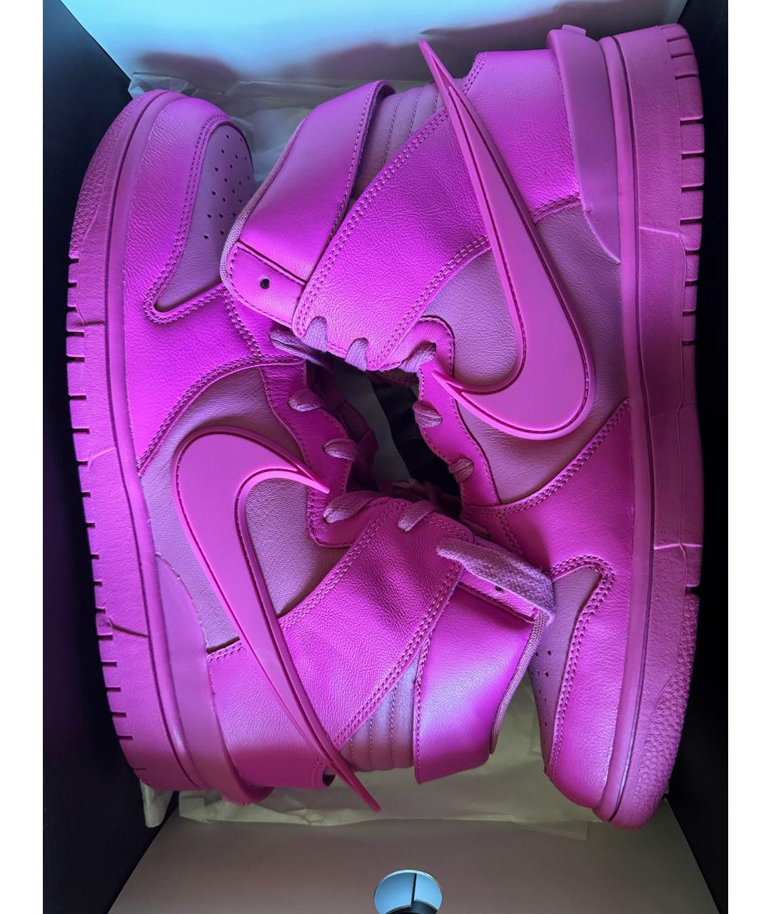 NIKE Фуксия кожаные высокие кроссовки / кеды Dunk для мужчин