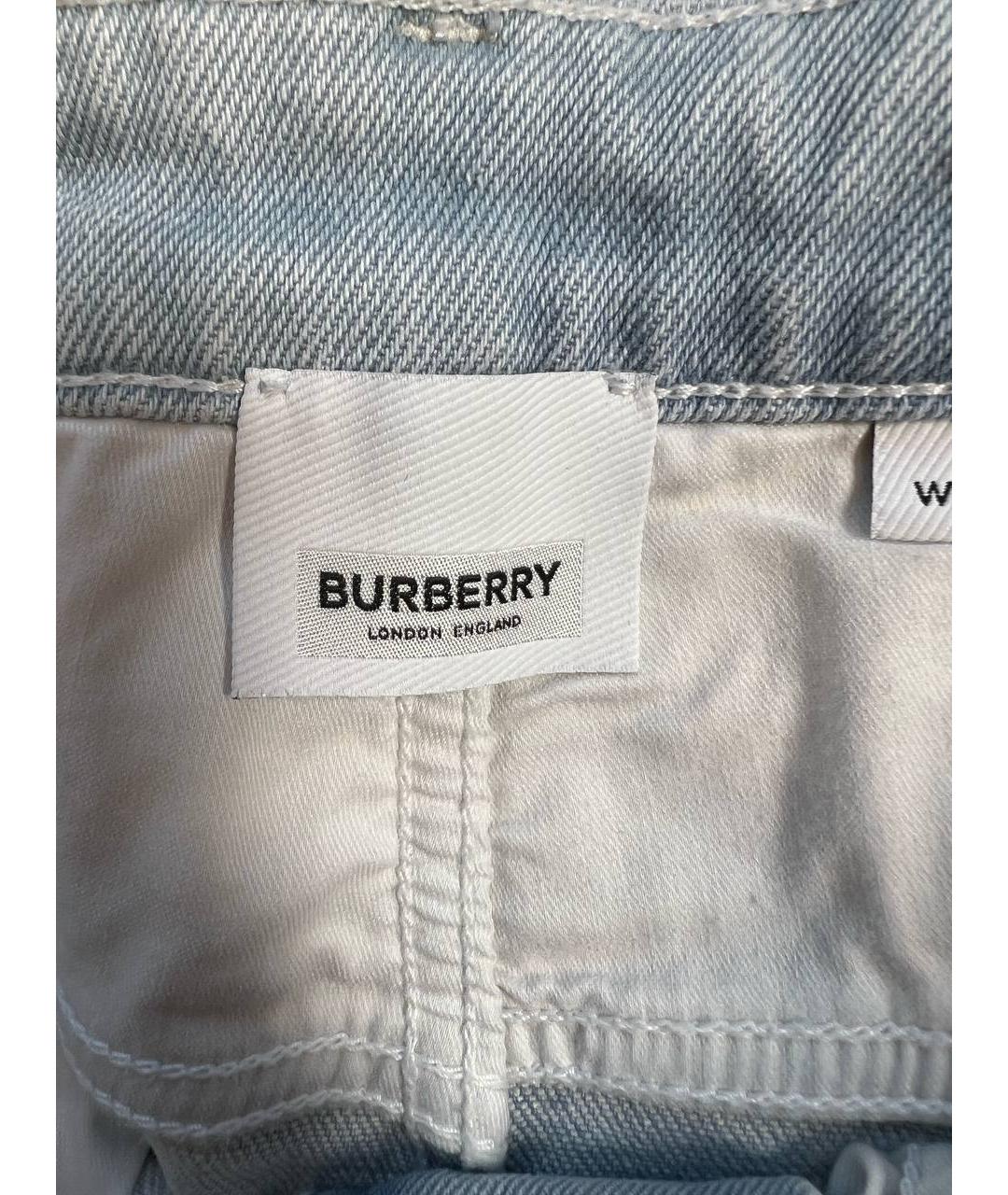 BURBERRY Голубые хлопко-эластановые прямые джинсы, фото 4