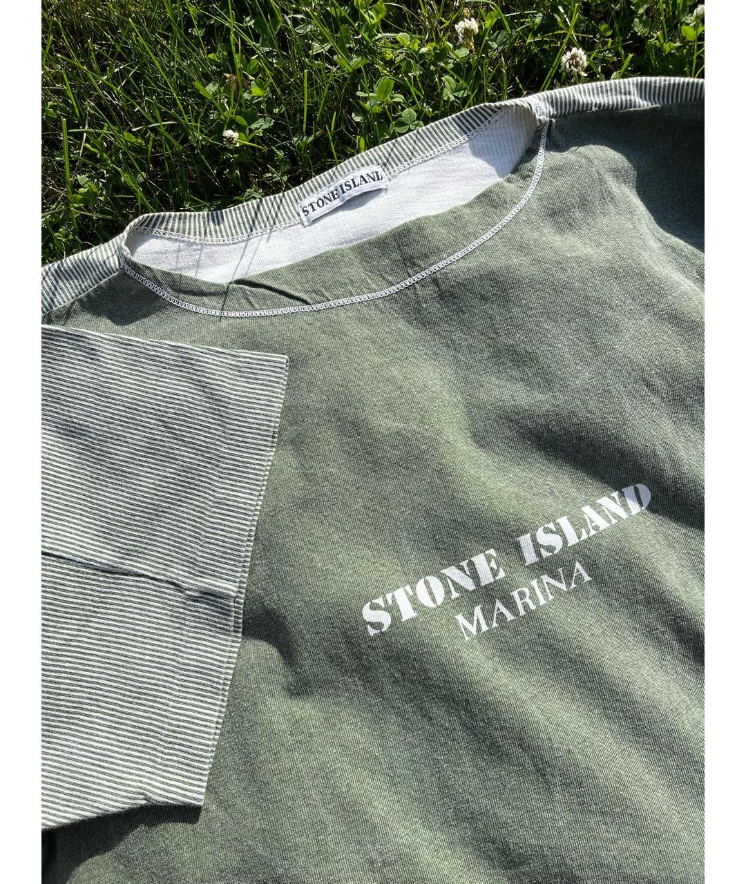 STONE ISLAND Зеленая хлопковая футболка, фото 3