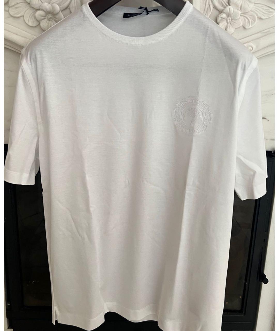 STEFANO RICCI Белая хлопковая футболка, фото 4