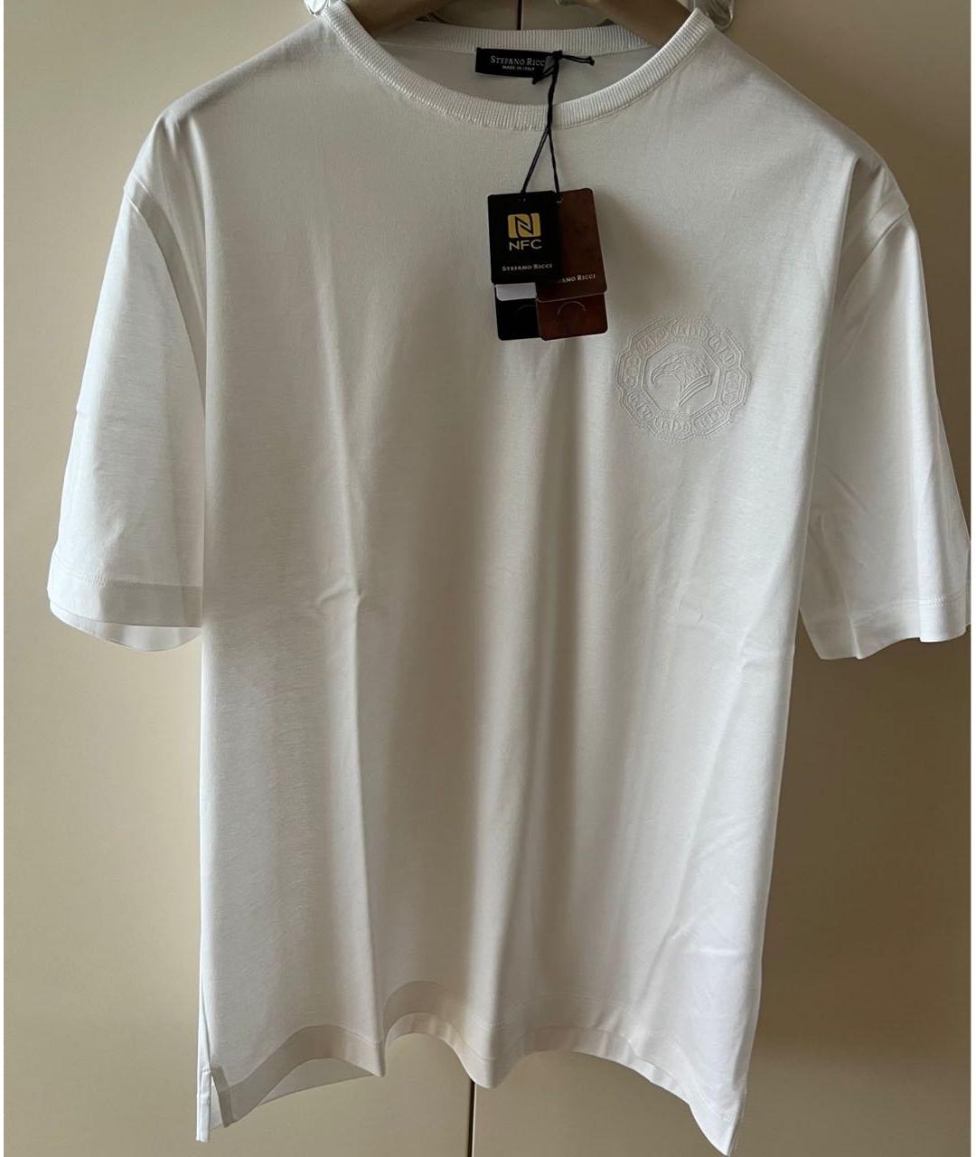 STEFANO RICCI Белая хлопковая футболка, фото 2