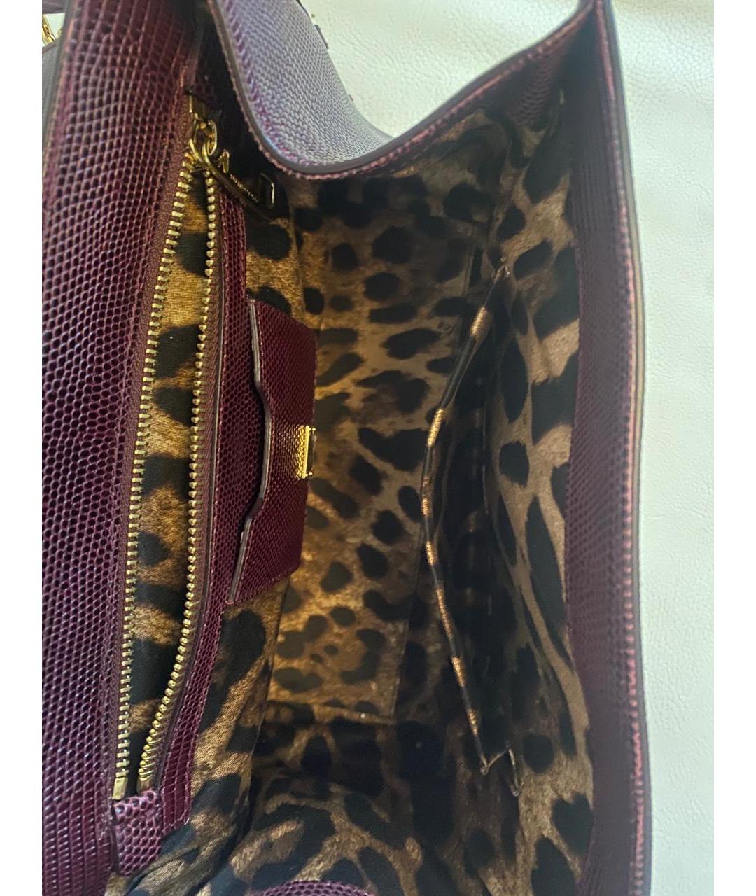 DOLCE&GABBANA Бордовая сумка через плечо из экзотической кожи, фото 5
