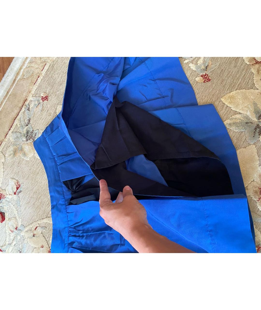 SEE BY CHLOE Синяя хлопко-эластановая юбка мини, фото 4