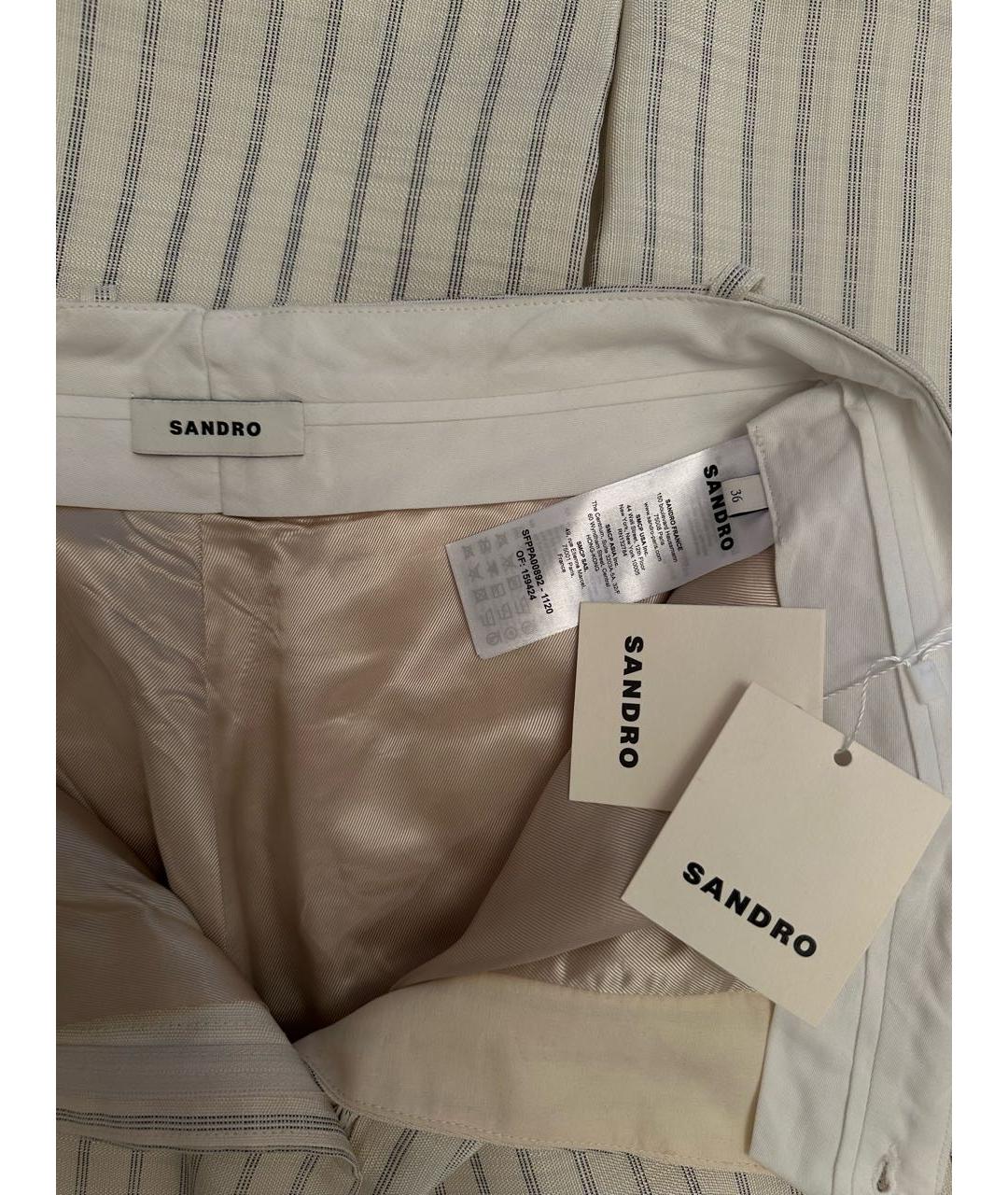 SANDRO Белые вискозные прямые брюки, фото 7
