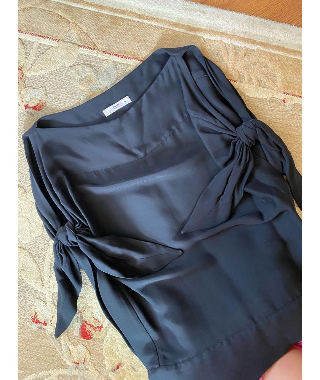 PRADA Черная шелковая блузы, фото 7